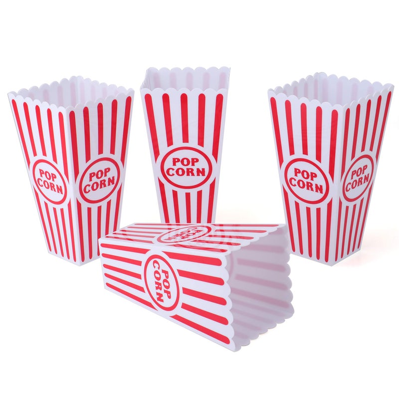 Tebery 20 Pack Plastic Open-Top Popcorn Boxes Reusable Movie Theater Style Popcorn Container Set -7.7" Tall x 4" Square - Image 3